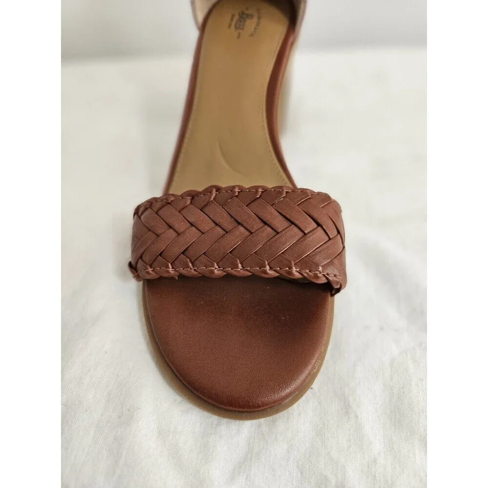 BASS Perri Sandals Womens Size 9M Brown Chunky Heel Ankle Strap Braided - Picture 9 of 11